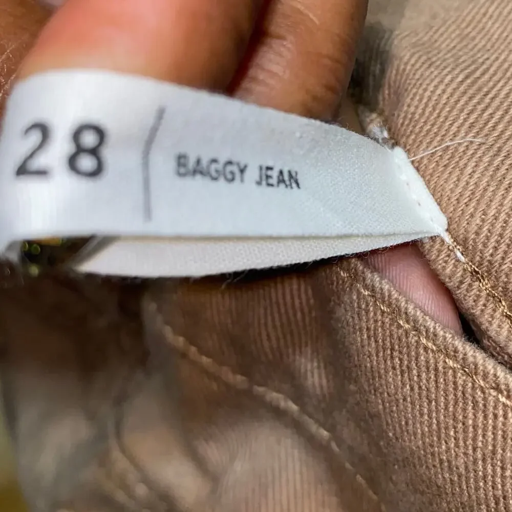 PacSun Baggy Brown Pleated High Rise Jeans Size 28